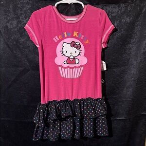 Girl Hello Kitty Pink Cupcake Dress with Polka Dot Ruffle size 5